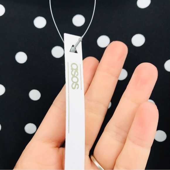 ASOS Puff Sleeve Square Neck Polka Dot Crop Blouse Black White Size 6 - Picture 3 of 8